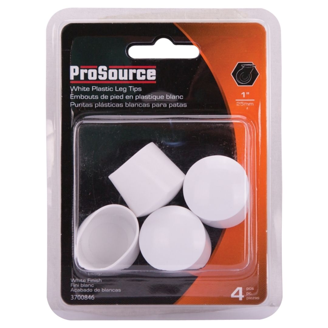 PLASTIC LEG TIPS WHITE 1IN 4PK