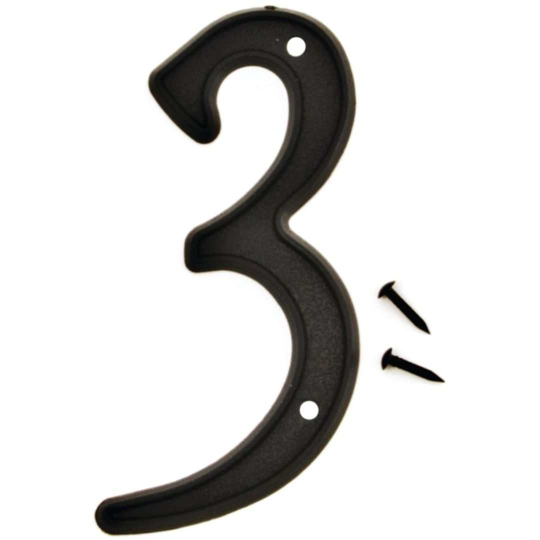 HOUSE NUMBER BLACK PLASTIC PN-29/3 NUMBER 3 4IN