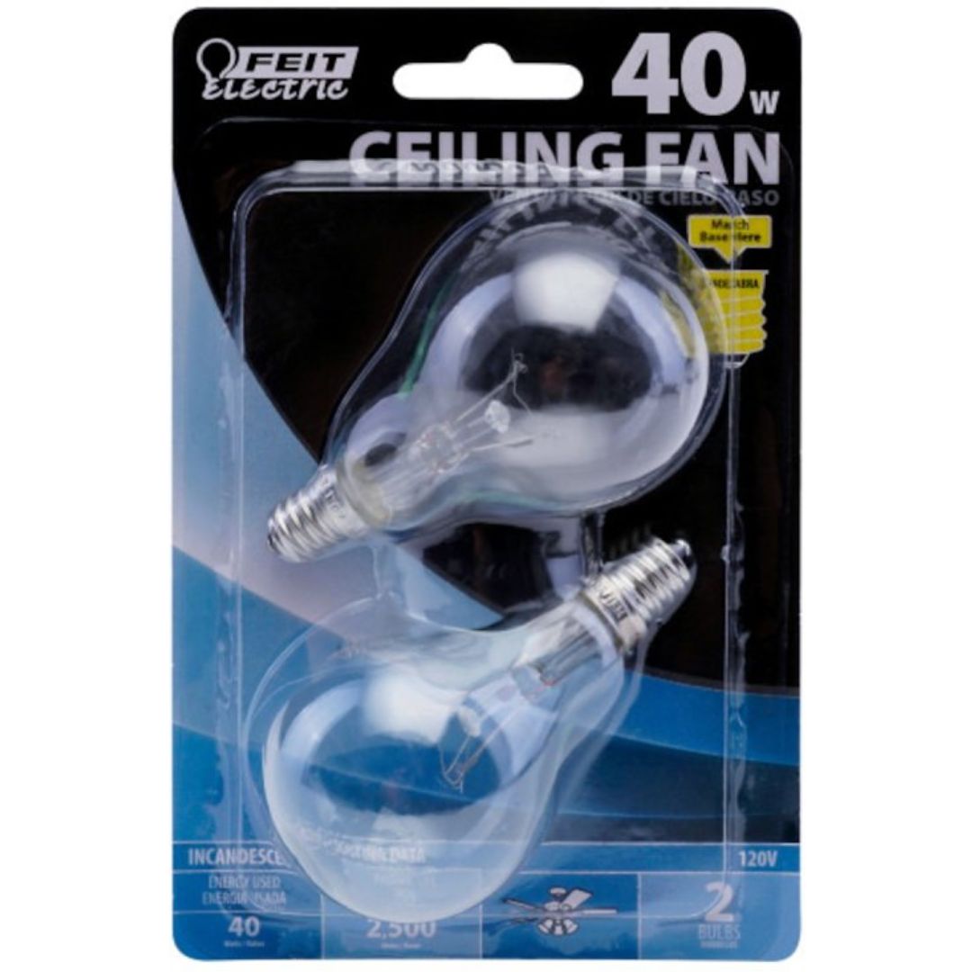 INCANDESCENT CLEAR CEILING FAN BULB 40W BP40A15C/CL/CF 2PK