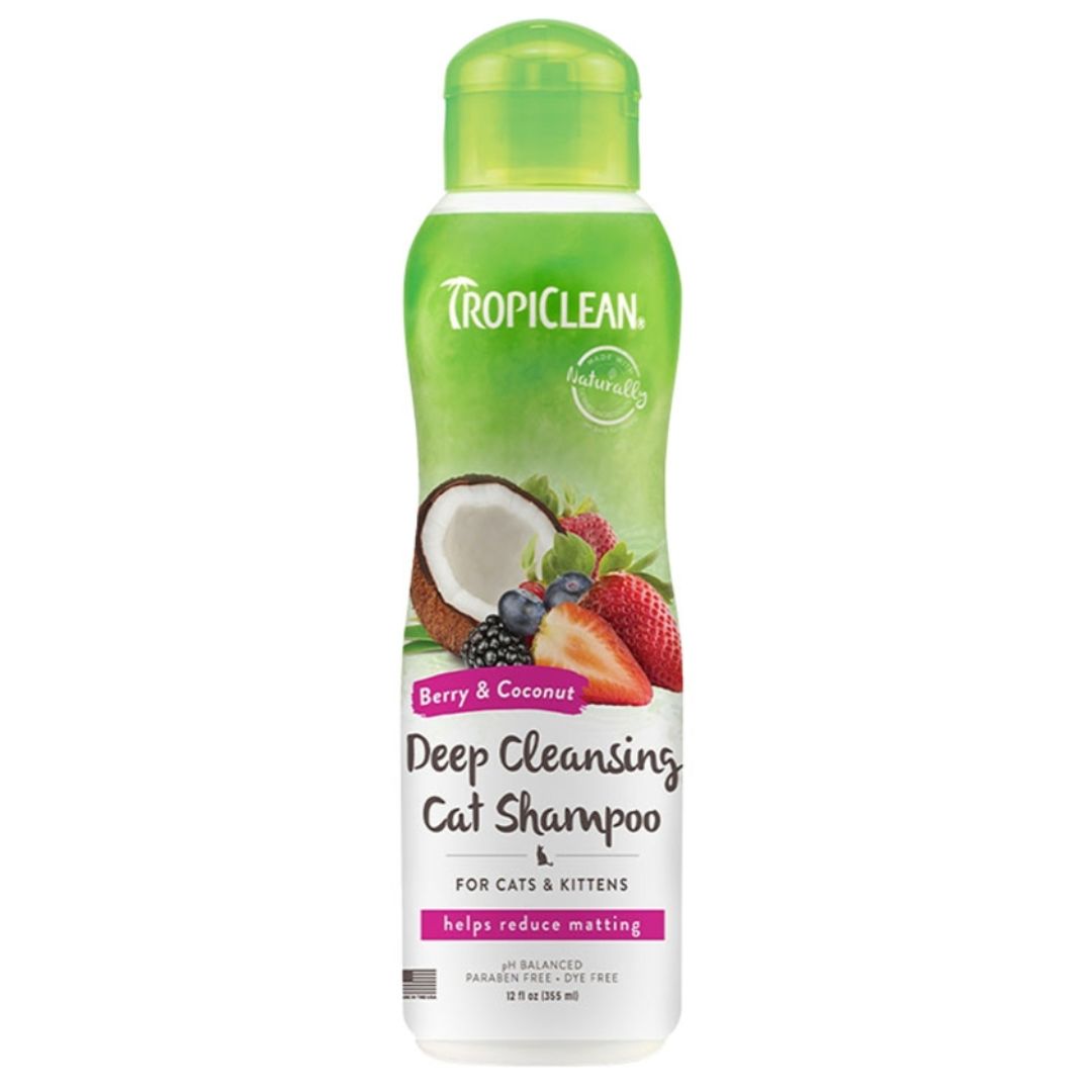 TROPICLEAN BERRY &amp; COCONUT DEEP CLEANSING SHAMPOO FOR CATS &amp; KITTENS  12OZ