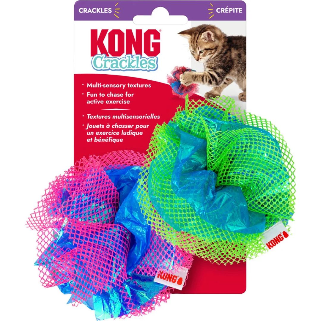 KONG CRACKLES FLUFF BALLS CAT TOY