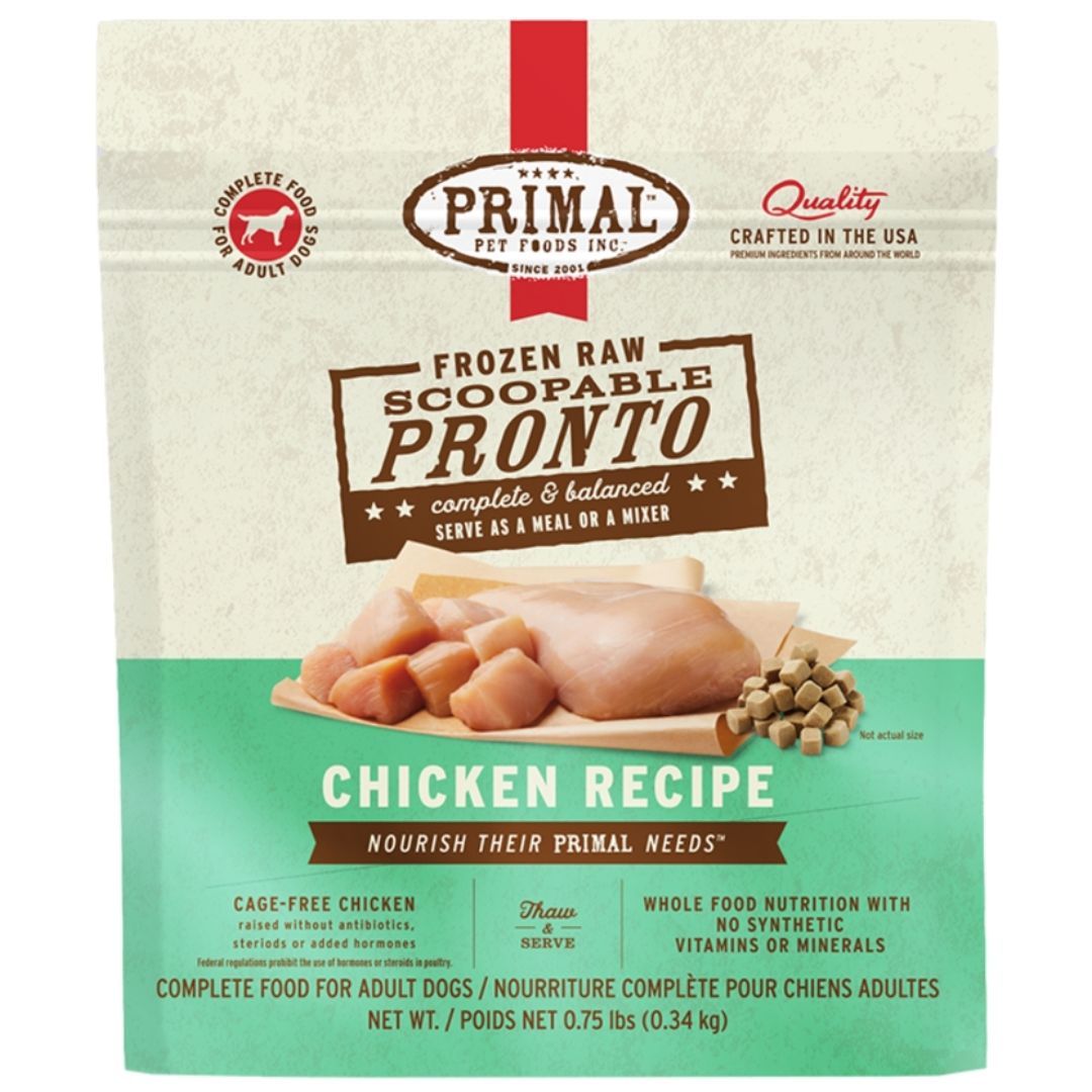 PRIMAL DOG FROZEN RAW SCOOPABLE PRONTO CHICKEN 0.75LB