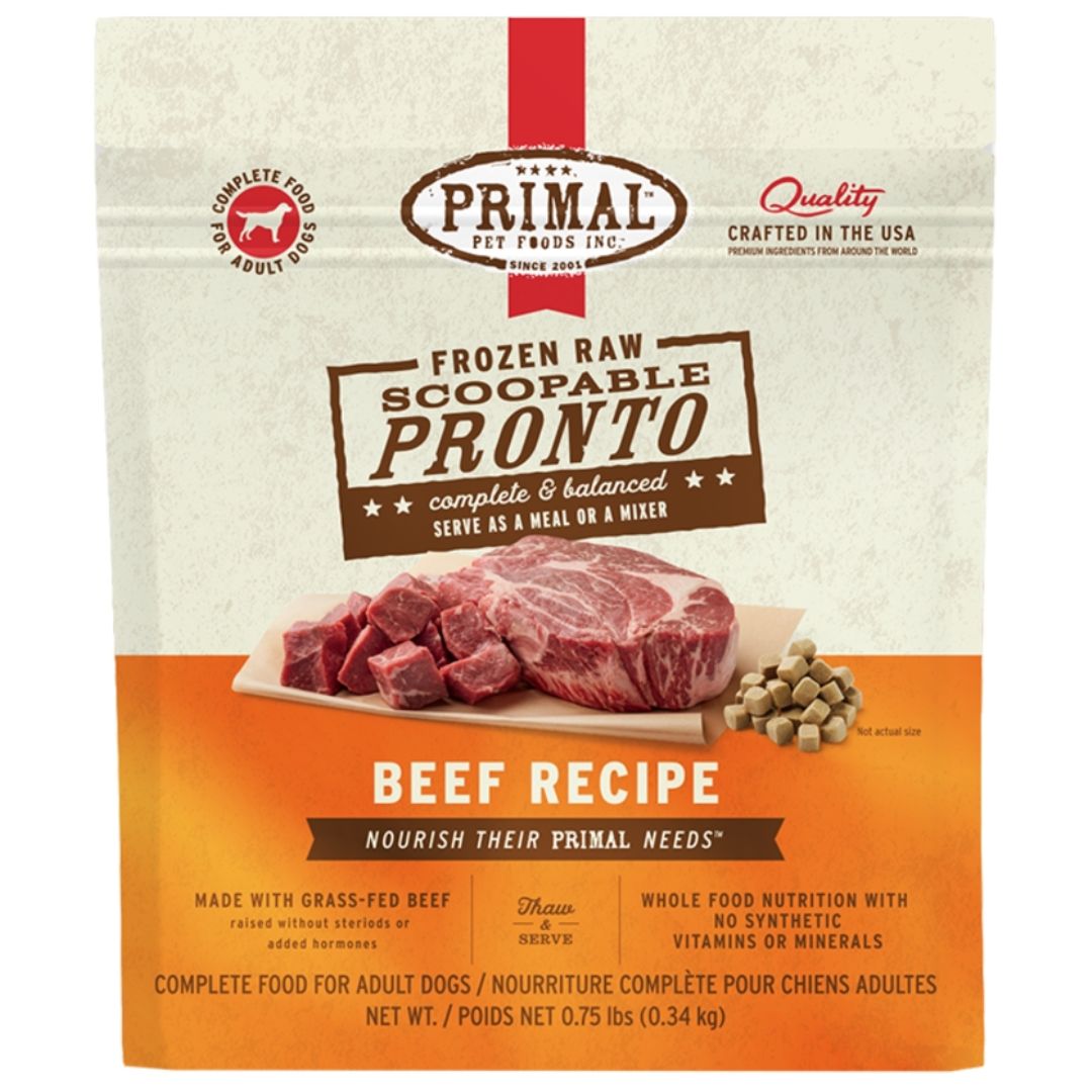PRIMAL DOG FROZEN RAW SCOOPABLE PRONTO BEEF 0.75LB