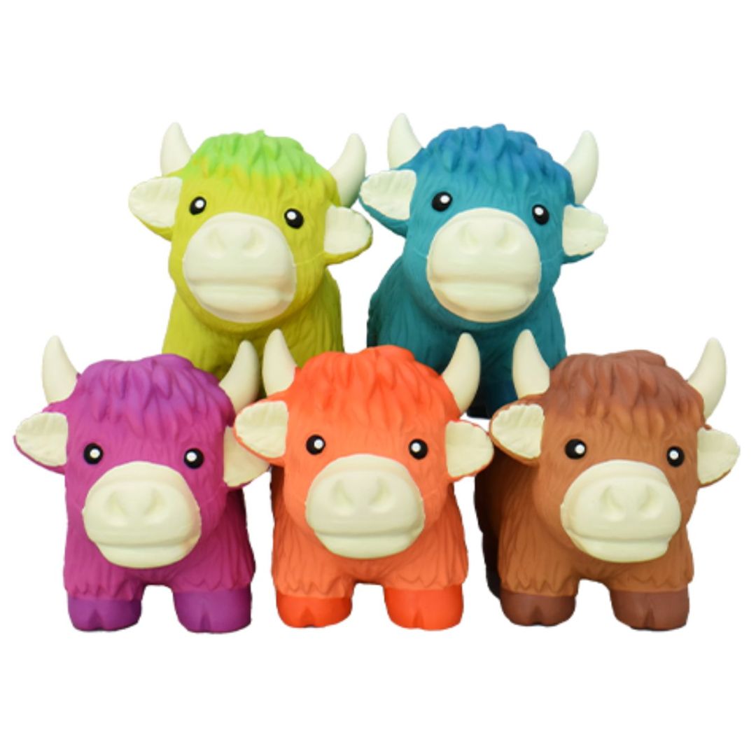 MINI HIGHLAND COW LATEX DOG TOY