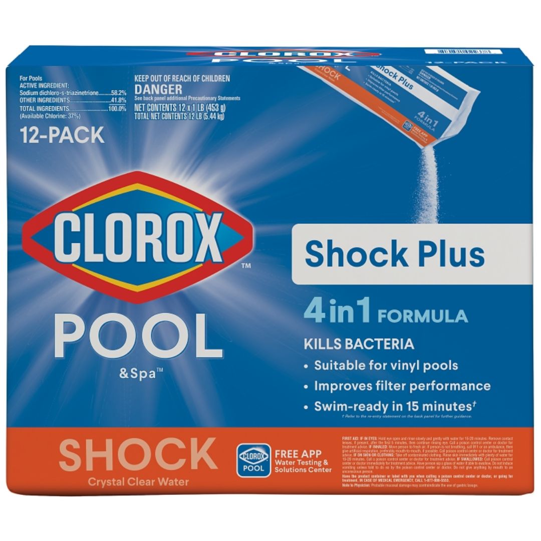 CLOROX POOL &amp; SPA SHOCK PLUS 1LB 12PK