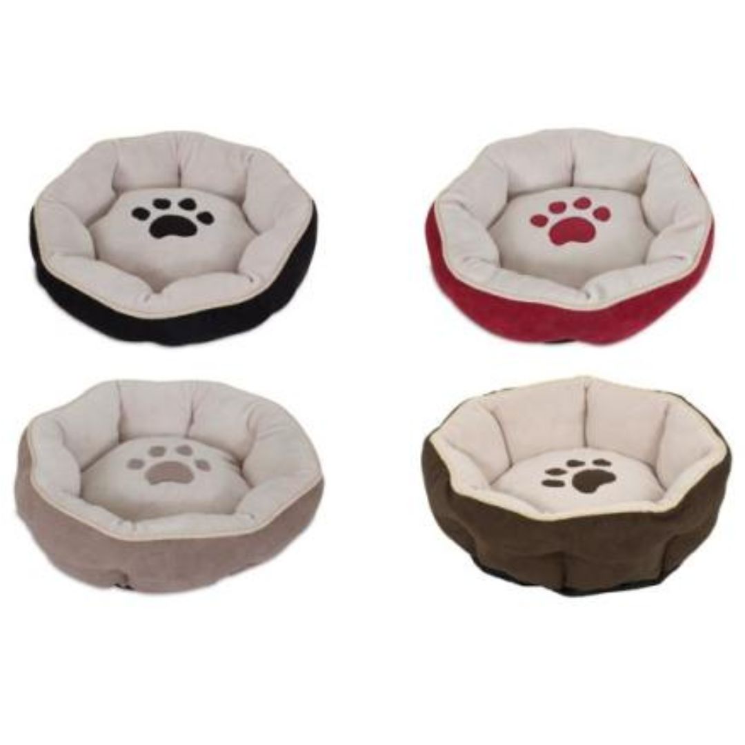 ROUND PET BED WITH PAW PRINT 18IN