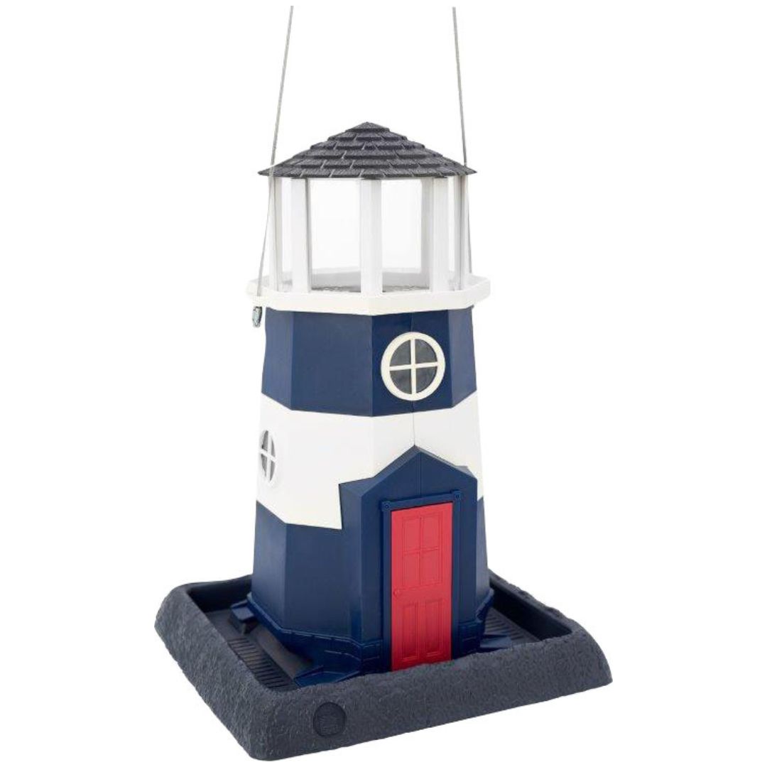 VILLAGE COLLECTION LIGHTHOUSE BIRD FEEDER BLUE/WHITE 8LB