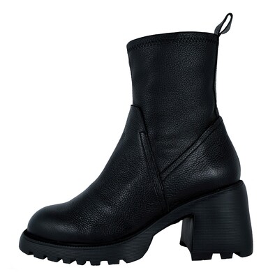 Wonders Gala: Women&#39;s Boots with Light Black Leather Heel Platform Model G-6707
