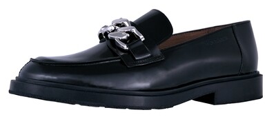 Wonders Suri Women&#39;s Low Heeled Loafers Black Leather B-9130