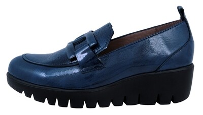 Wonders Rings Women&#39;s Shoes Moccasins Leather Platform Blue C-33303