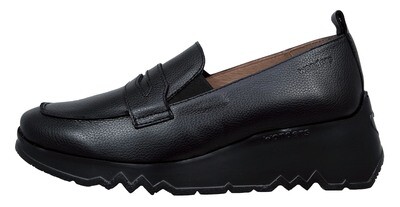 Wonders Wild Women&#39;s Shoes Moccasins Leather Platform Black E-6712