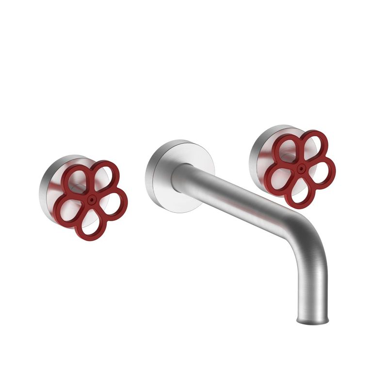 Mélangeur lavabo mural PIPE + 3 Finitions Mélangeur lavabo mural PIPE FANTINI BOFFI ACIER INOXYDABLE MANETTE ROUGE