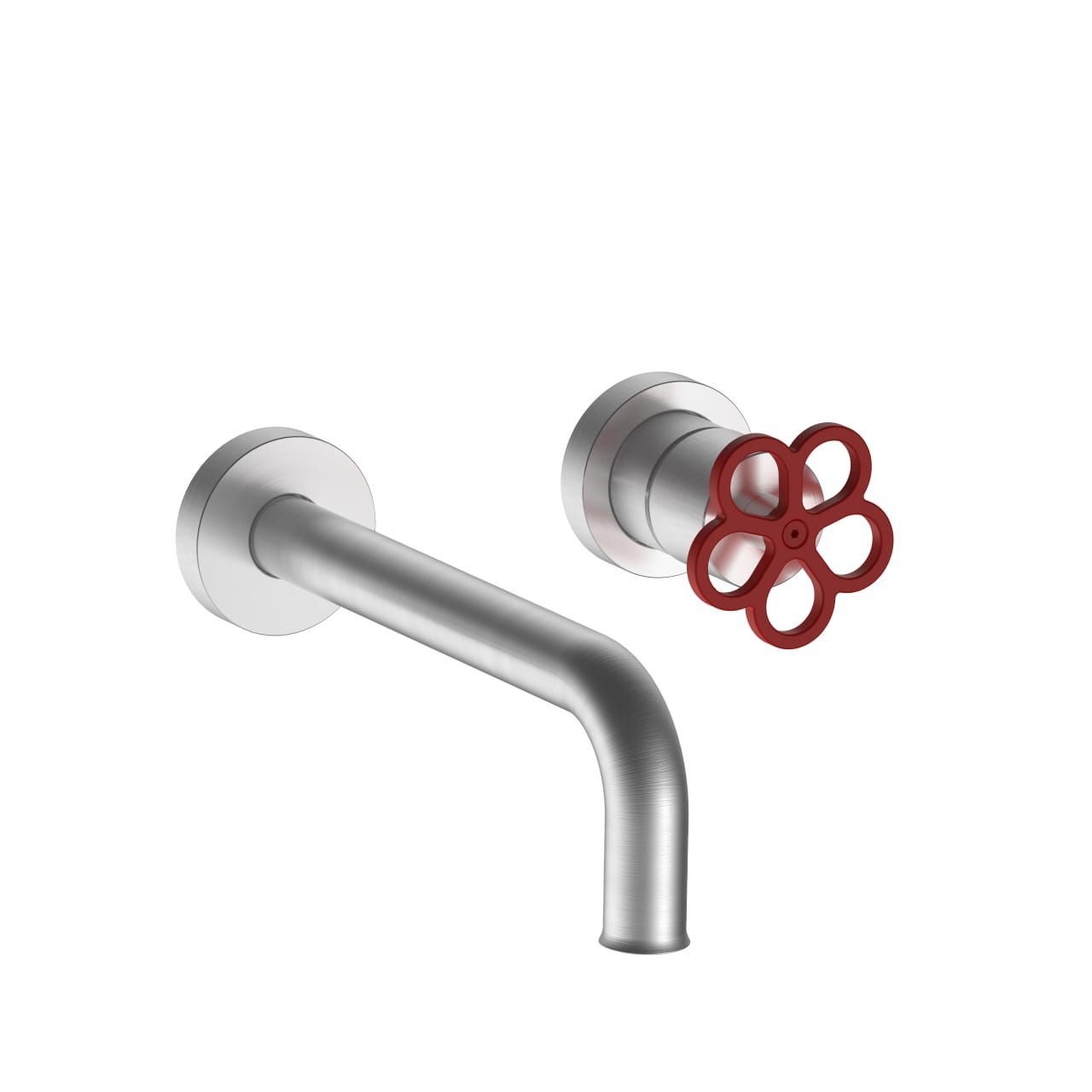 MITIGEUR lavabo mural PIPE FANTINI BOFFI ACIER INOXYDABLE MANETTE ROUGE