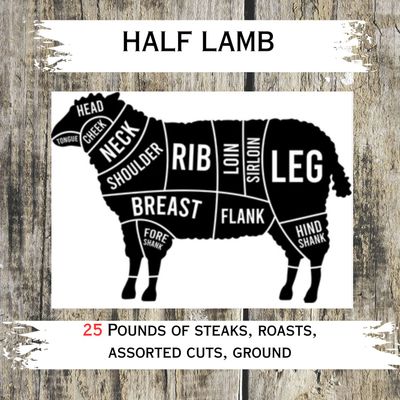 Half Lamb Box 25 Pounds of Meat