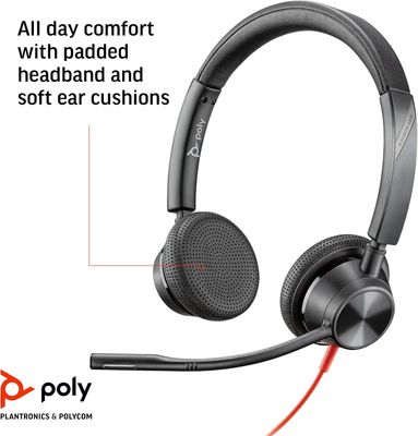 POLY   |   Blackwire 3325 Stereo  (USB-C/A Adapter) Headset