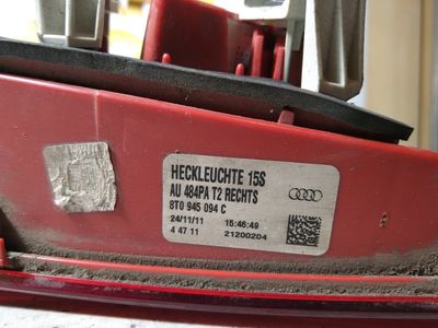 Piloto trasero derecho interior Audi A5 Sportback (F5A) 2016