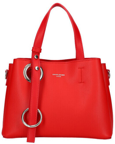 David Jones Tri Red Pebbled Tote Bag