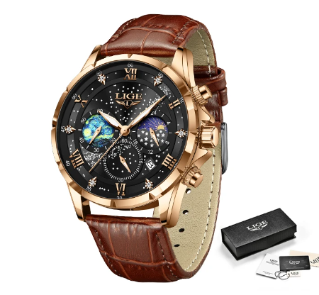 LIGE Luminous Chronograph Wristwatch