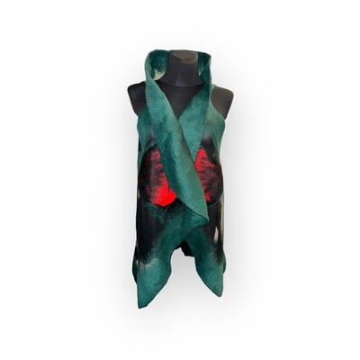 Filzweste „Flowers“ von Alri-Design. Einzigartige Handarbeit. NUNO-Technologie aus Merinowolle und Seide. One size.