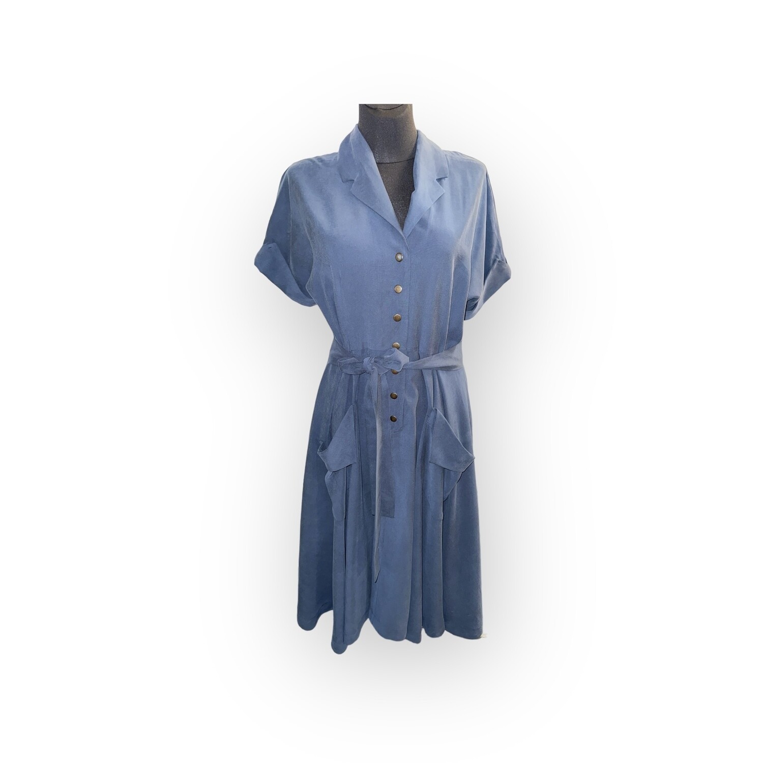 Kleid ALRI By Katrin, Blau,  Lang, Größen  L (M ). Made in Georgia, 100% Baumwolle. Kleingeschnitten.