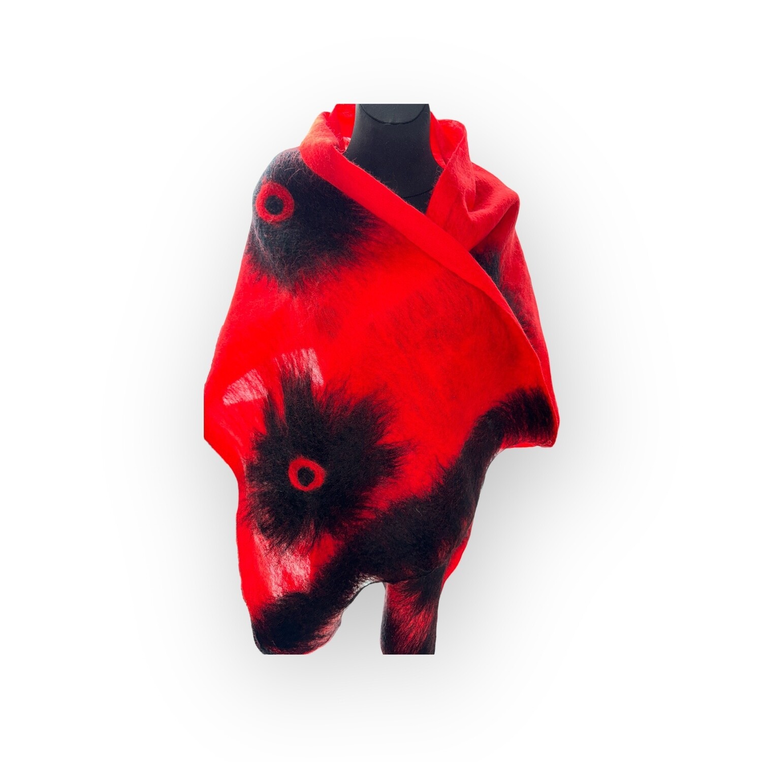 Schal (Stola) “Red Dream” von Alri-Design. Einzigartige Handarbeit. NUNO-Technologie aus Merinowolle und Seide.
