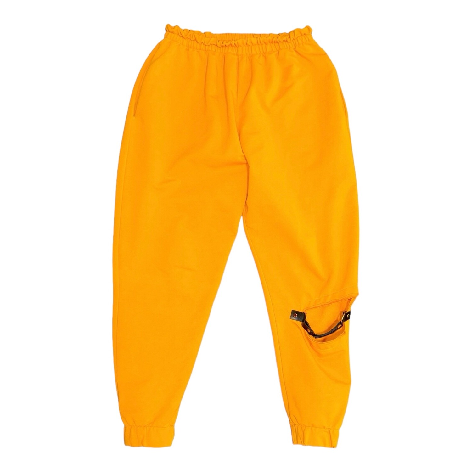 Hose gelb mit schwarzem Lederelement. One size. Xatko. Made in Georgia.
