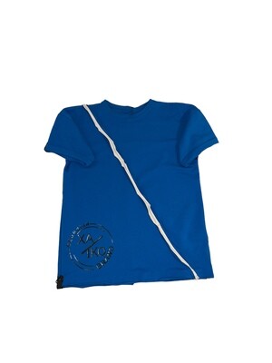T-shirt blau mit dem weissen Streifen. One size. Xatko. Made in Georgia.