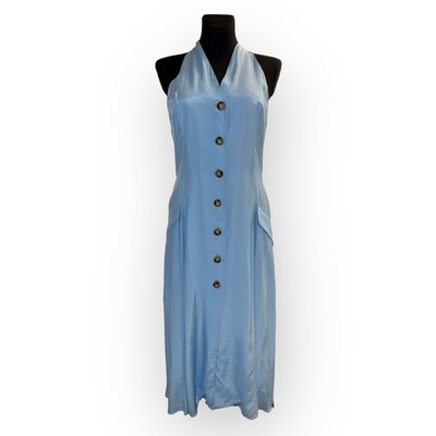 Sommerkleid in blau, Seide, Marke Katrin, made in Georgia, Gr. S; Gr. M
