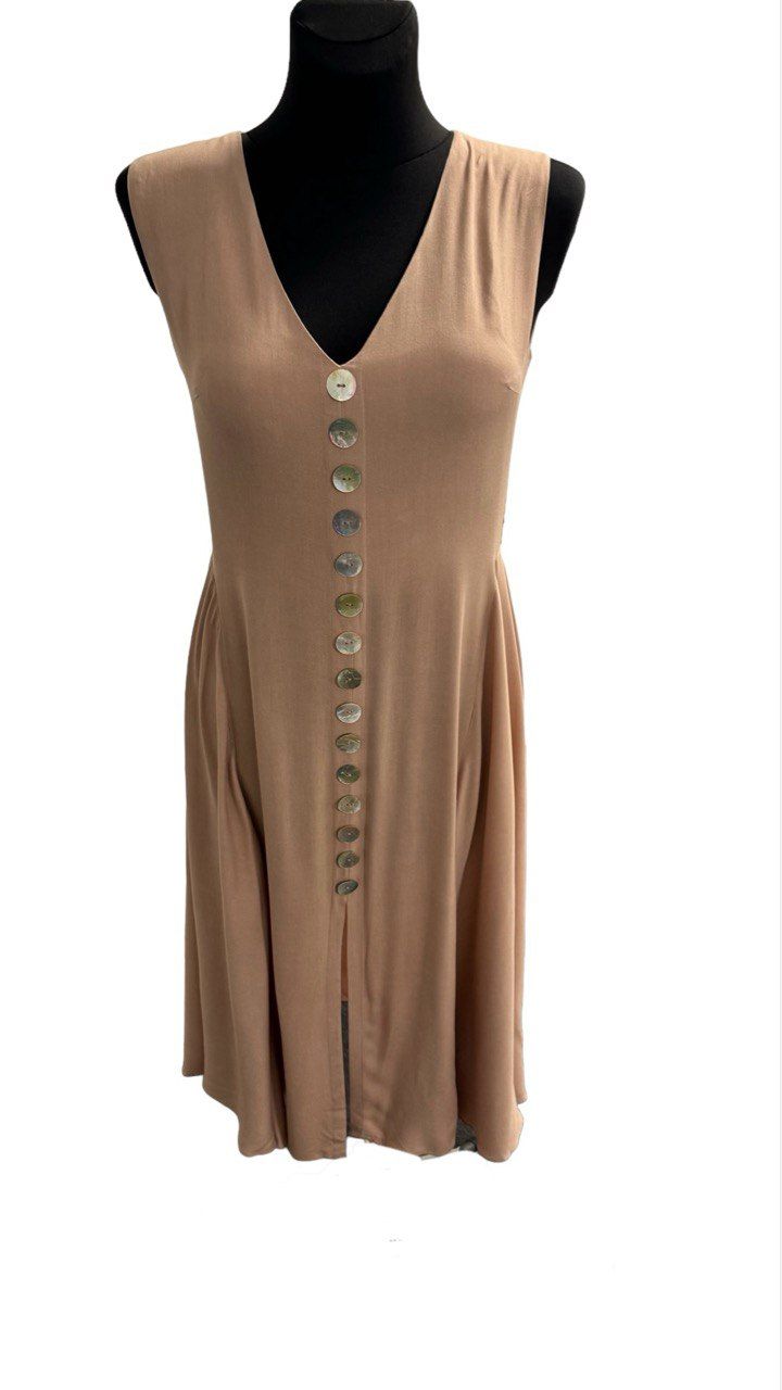 Sommerkleid ALRI by Commode, beige, 100% Baumwolle, made in Georgia. Handwäsche.