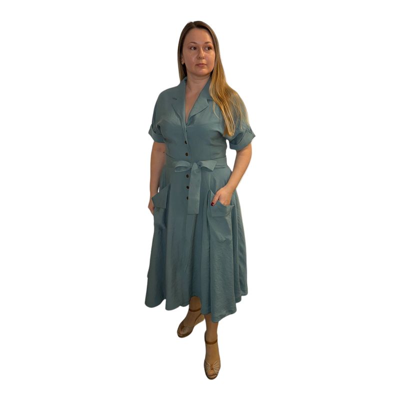 Kleid Katrin, minze, 100% Baumwolle, Gr. XL (L), L (M), M (S). Kleingeschnitten.