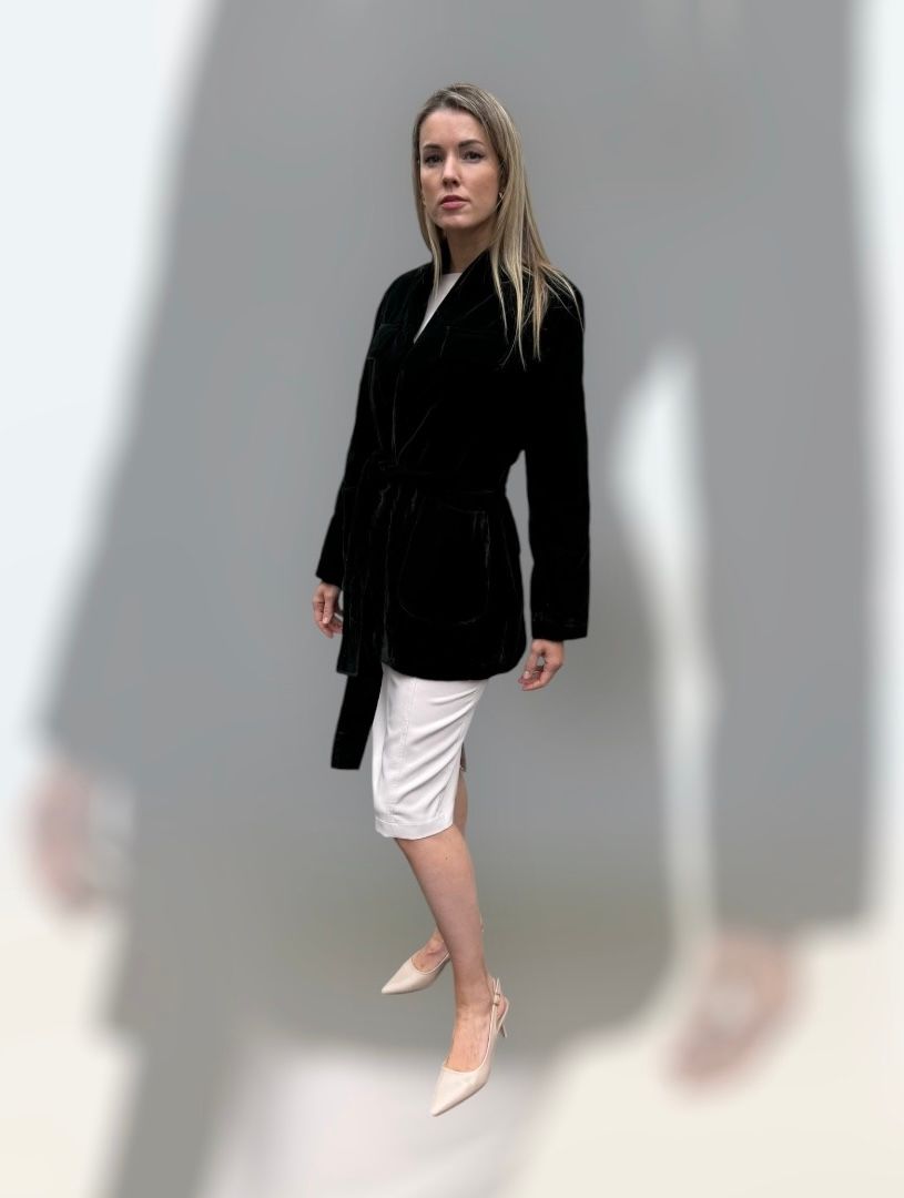 Samtsakko, gefüttert mit Seide, Smaragdfarbe, ALRI by Katrin, made in Georgia