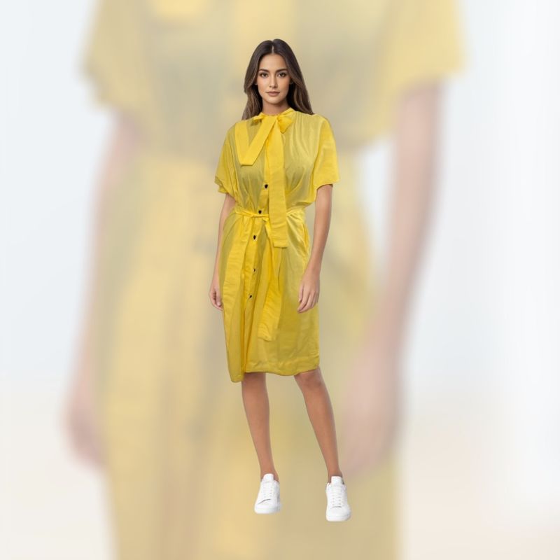 Sommerkleid  &quot;Büro&quot;ALRI by Natia, gelb, 100% Baumwolle, S-M, made in Georgia. Handwäsche.