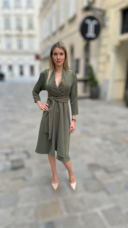 Kleid, aus Viskose, one size, oliv-grün,  ALRI by Katrin,  made in Georgia