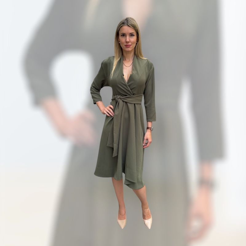 Kleid, aus Viskose, one size, oliv-grün,  ALRI by Katrin,  made in Georgia
