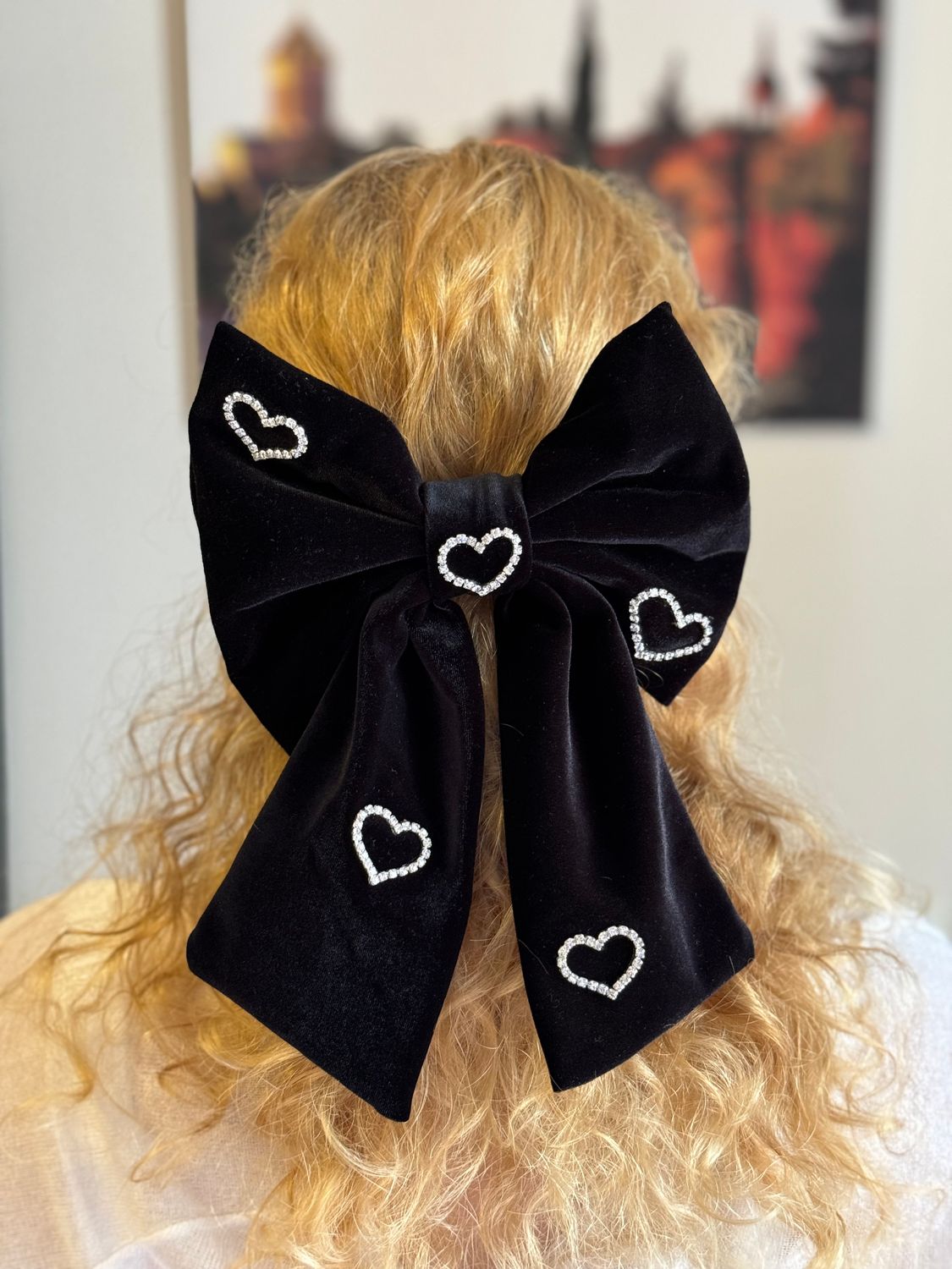 hochwertige Haarspange mit Samtschleife, moderne Masche, Haarspange mit Schleife, hochwertige Haarspange, Kautschuk-Metall-Verschluss