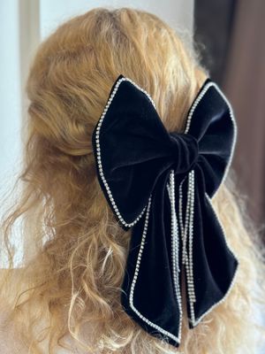 Hochwertige Haarspange mit Samtschleife, moderne Masche, Haarspange mit Schleife, hochwertige Haarspange, Kautschuk-Metall-Verschluss