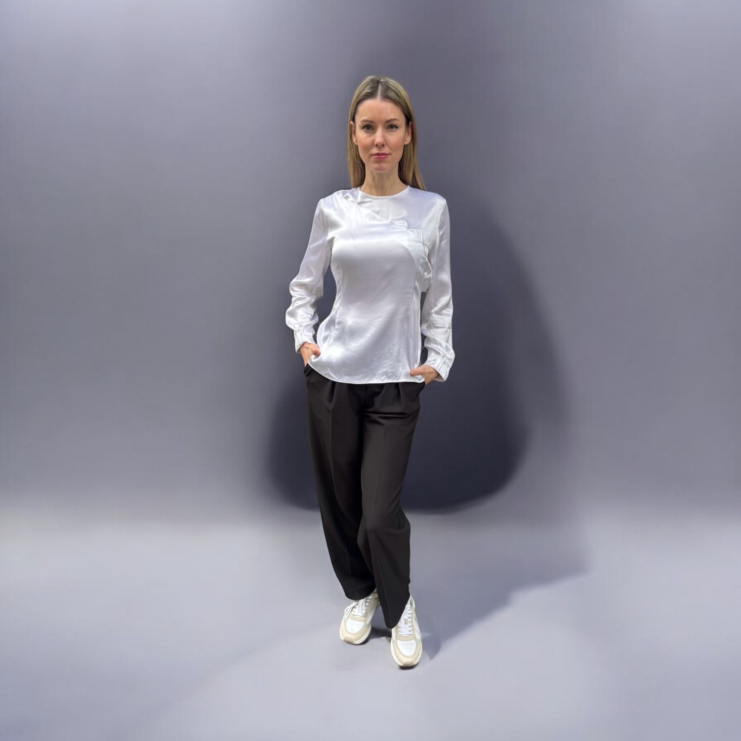 Bluse weiss, Seide, made in georgia, Alri by Katrin, Gr. M, L