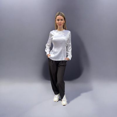 Bluse weiss, Seide, made in georgia, Alri by Katrin, Gr. M, L