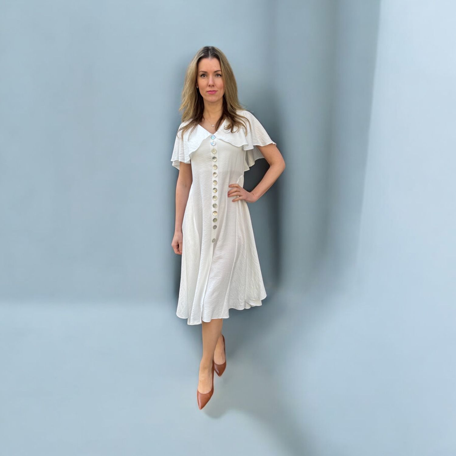 Sommerkleid weiss ALRI by Natia, 100% Baumwolle, made in Georgia. Handwäsche.