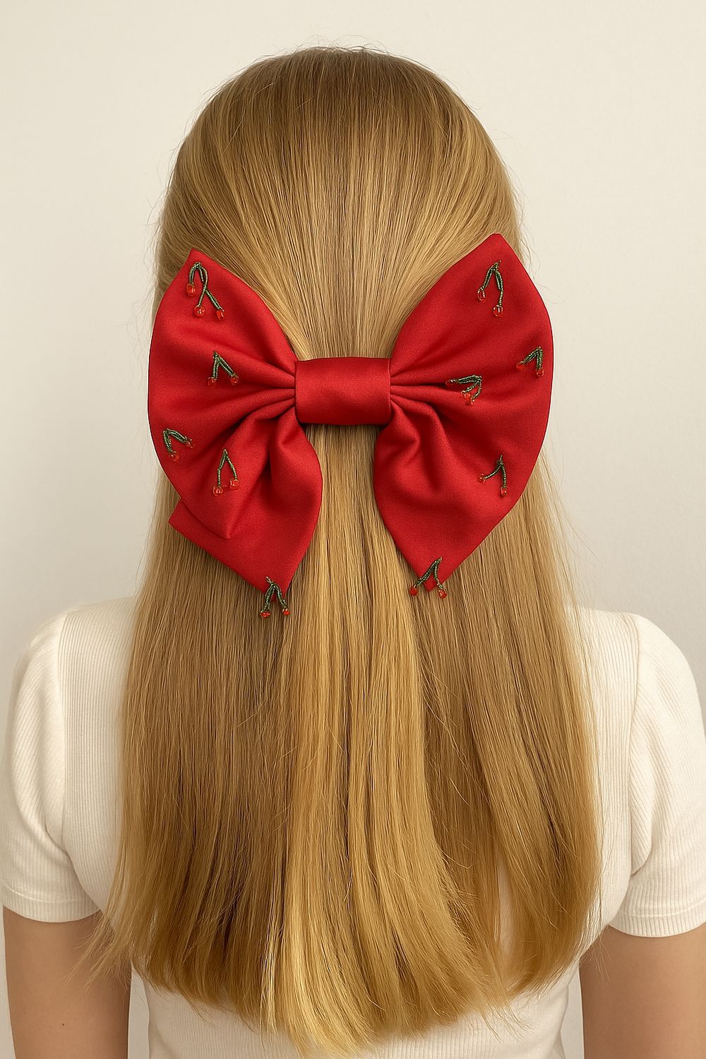 Haarspange mit Atlastschleife, Handarbeit, Kautschuk-Metall-Verschluss, ALRI by Katrin, made in Tbilisi