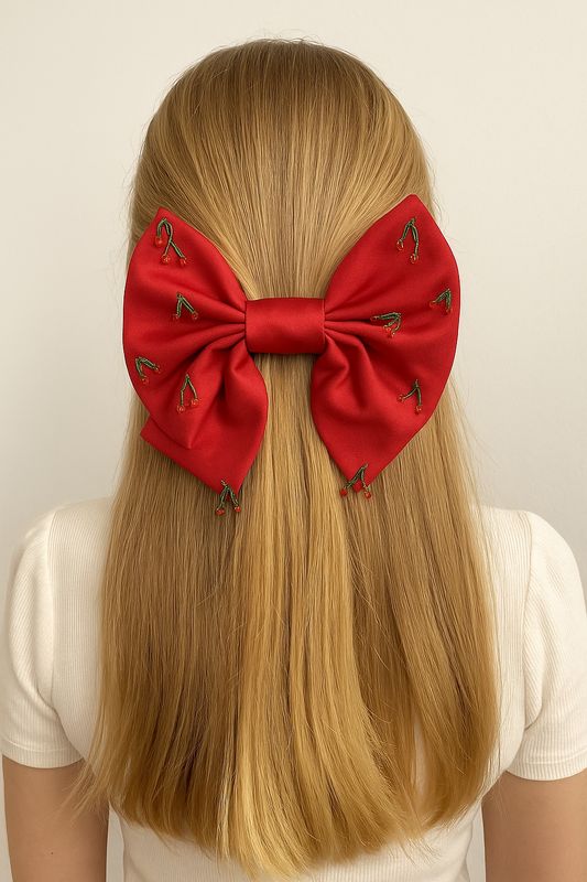 Haarspange mit Atlastschleife, Handarbeit, Kautschuk-Metall-Verschluss, ALRI by Katrin, made in Tbilisi