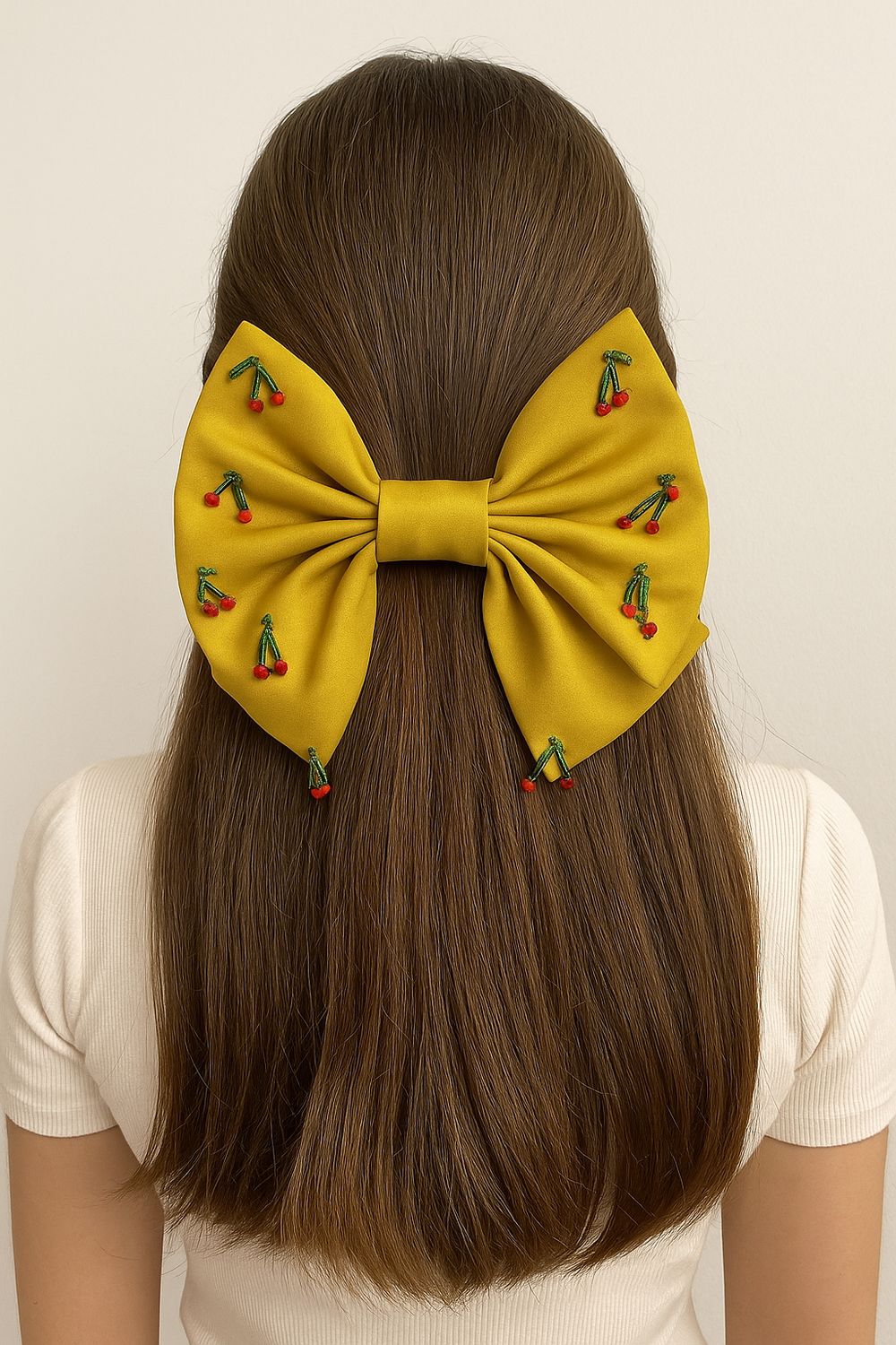 Haarspange mit Atlasschleife, Handarbeit, Kautschuk-Metall-Verschluss, ALRI by Katrin, made in Tbilisi