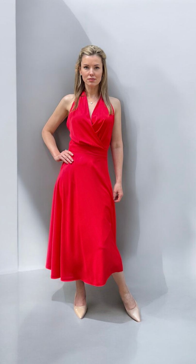 Sommerwickelkleid lang ALRI by Natia, rot, 100% Seide, ONE Size, made in Georgia, Handwäsche
