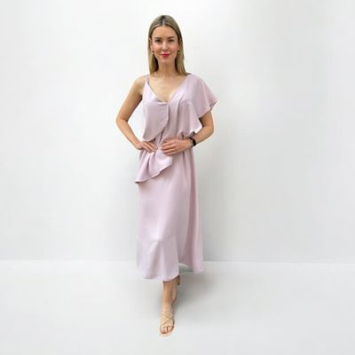 Kleid Asymmetrisch, puderrosa, Made In Georgia, Grösse L, Stoff: Viscose