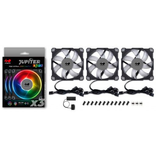 ​Inwin aJ120 Jupiter ARGB - x3 kit + Controller 120x120x25mm PWM Fans