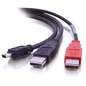 ​Usb 2.0 type A to Mini Usb - 1m with 2 x USB2.0 to supply more power