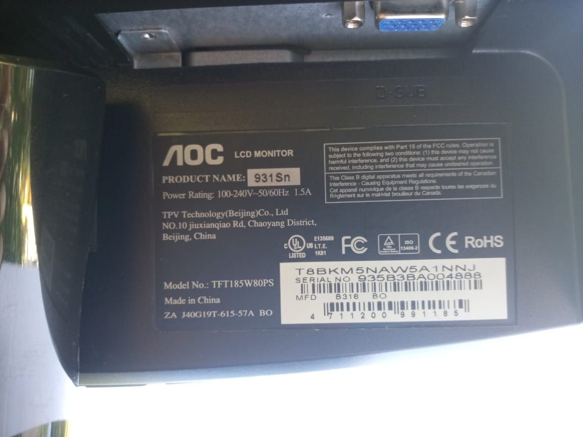 SPECIAL=Monitor AOC 931Sn 18.5inch