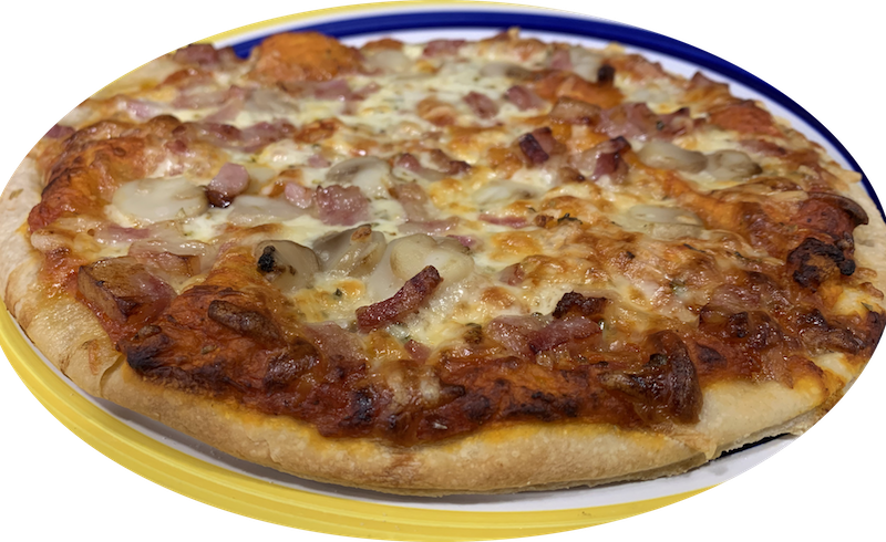 Pizza Bacon y Champiñones