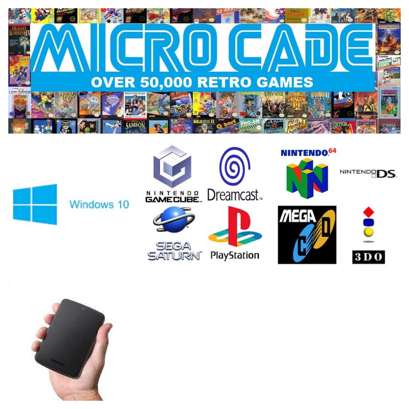 MICRO CADE OVER 35,000 RETRO GAMES WITH 2 X PS CONTROLLERS MICRO CADE OVER 35,000 RETRO GAMES WITH 2 X PS CONTROLLERS