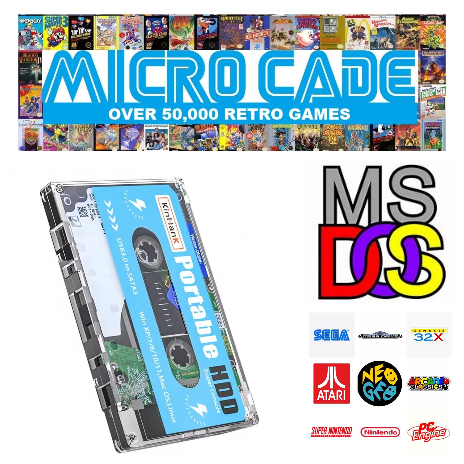 Micro Cade Computer Only 500GB Preloaded MSDOS Hard Drive – Ultimate Retro Gaming for PC, Laptop, or Desktop